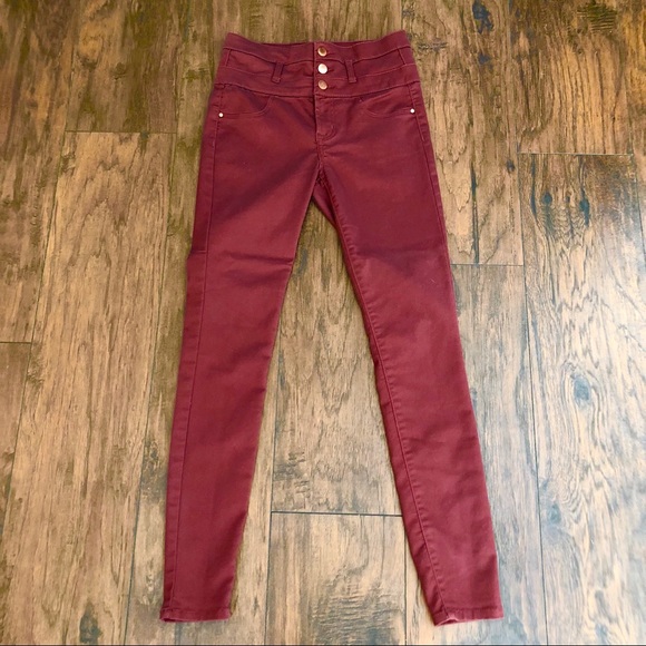 refuge Pants - 🍂🍁 Maroon High Waist Skinnies w/ Copper Accents